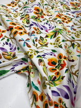 Tissu Satin, Coton Viscose Stretch - Floral, Nuovorchidea