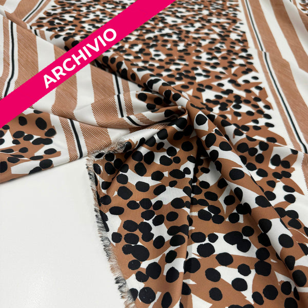 Archivio - Tissu Remisé Twill Satin - Caramel Pois Rayé