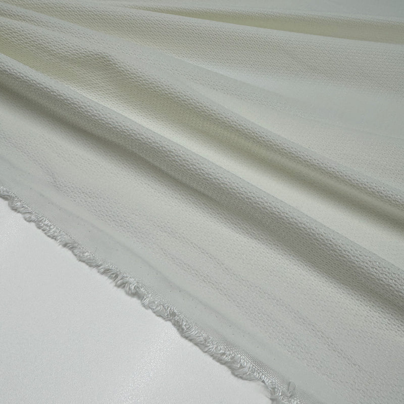 Tissu Piqué Stretch, Coton Viscose - Blanc, Gio