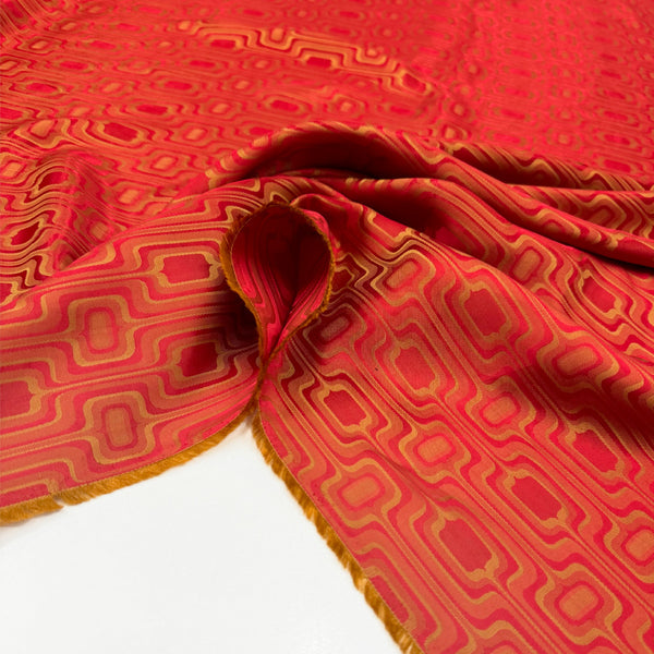 Doublure Jacquard, Cupro Viscose - Géométrique, Arancio