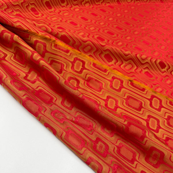 Doublure Jacquard, Cupro Viscose - Géométrique, Arancio