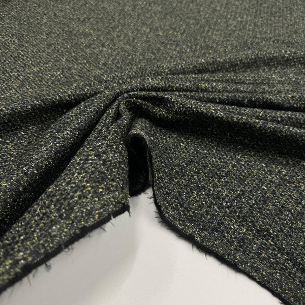 Tissu Manteau, Laine Soie - Vert chiné, Silvana