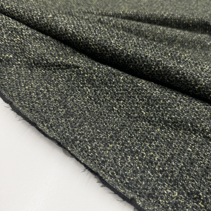 Tissu Manteau, Laine Soie - Vert chiné, Silvana