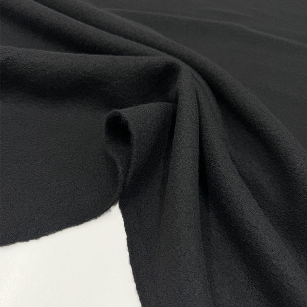 Tissu Manteau, Laine Bouillie - Noir, Lerca