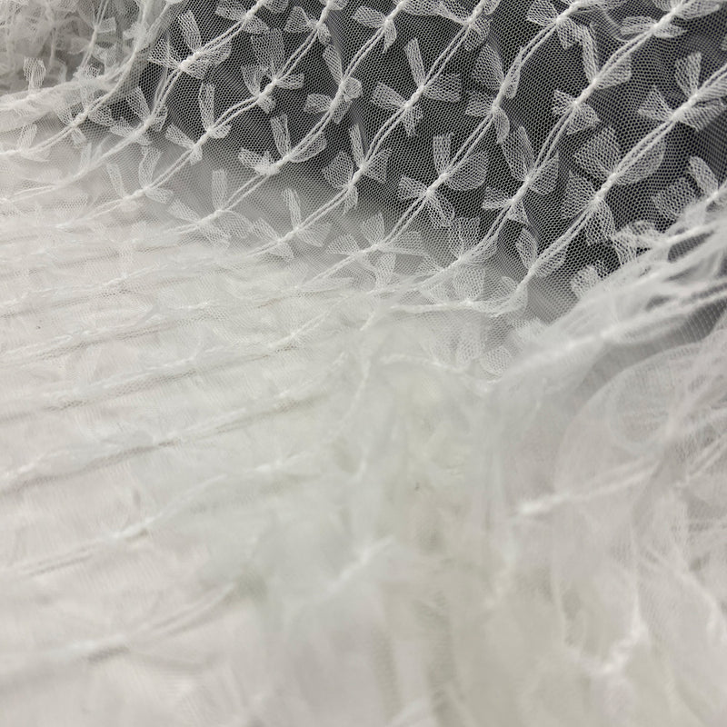 Tissu Tulle Brodé, Noeuds - Blanc, Nodi