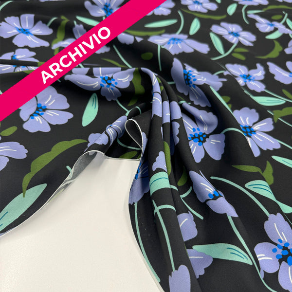 Archivio - Tissu Remisé Twill Satin - Noir Floral