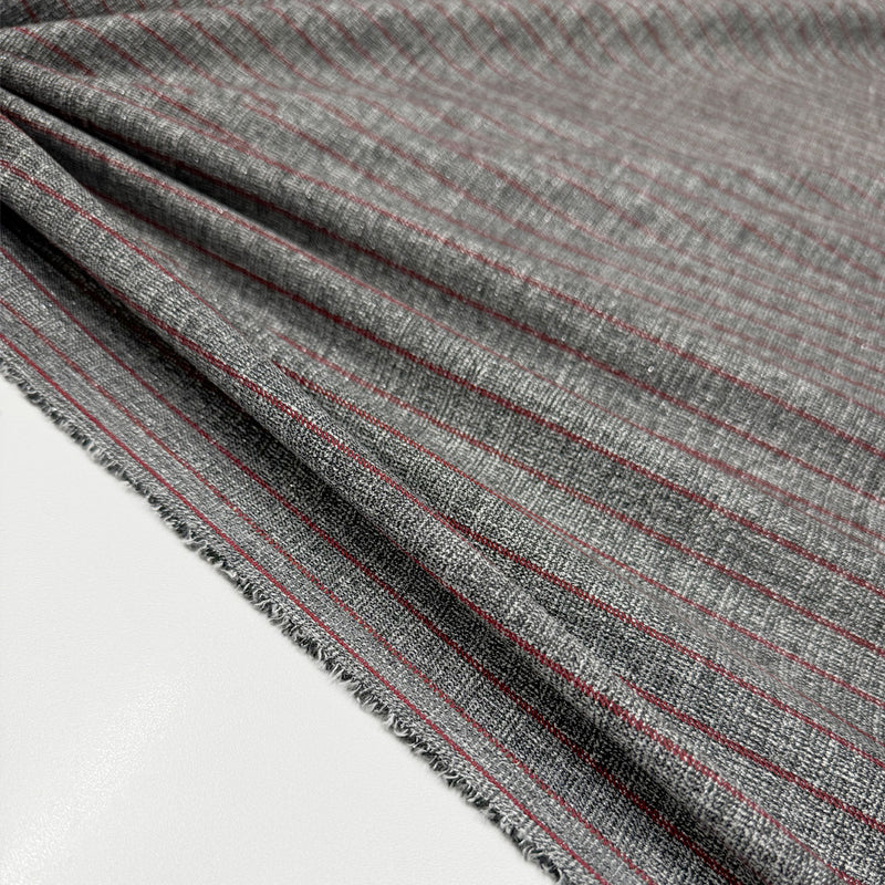 Tissu Tailleur Stretch, Viscose - Métallisé Rayé Rouge, Avetta