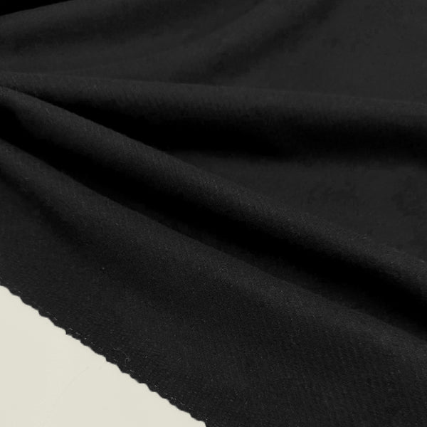 Tissu Manteau, Tricotine Laine - Noir, Ellera