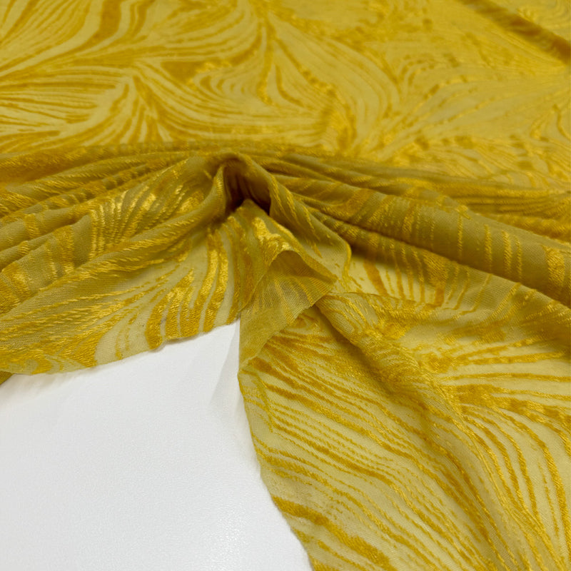 Tissu Velours Dévoré, Viscose Stretch - Abstrait Jaune, Sorbetto