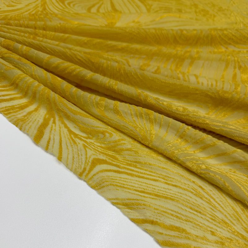 Tissu Velours Dévoré, Viscose Stretch - Abstrait Jaune, Sorbetto