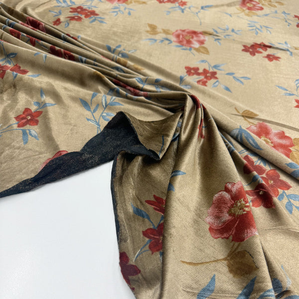 Tissu Velours Stretch - Floral, Collealto