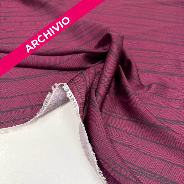 Archivio - Tissu Remisé, Satin Polyester - Violet Géométrique